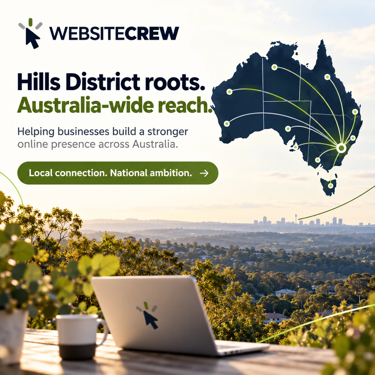 Hills District outlook representing Website Crew's local base